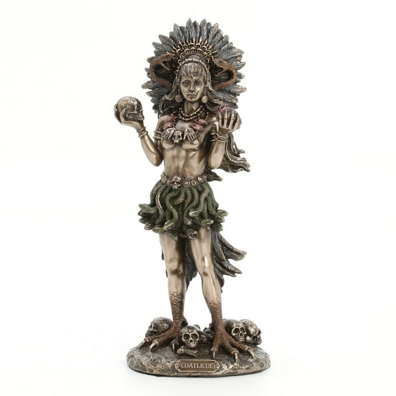 Veronese Design 9 7/8" Coatlicue Aztec Sperpant Skirt Goddess of Earth Cold Cast Resin Antique Bronze Finish Statue