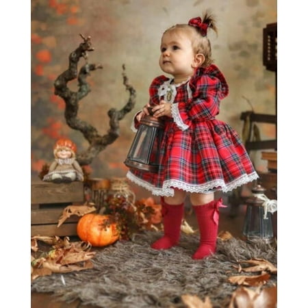 Toddler Kid Baby Girls Christmas Plaid Dress Xmas Pageant Party ...