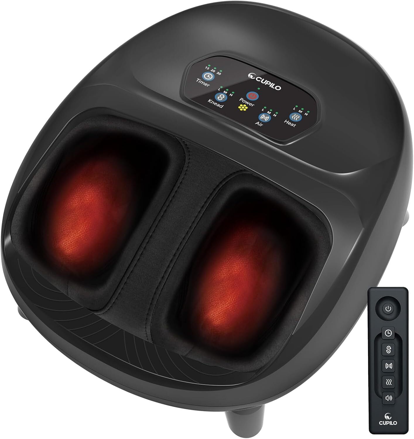 Cupilo Shiatsu Foot Massager, Upgraded Full Feet Massager with Remote Control, 3 Heating, 3 Compression, 3 Deep Kneading & Timer for Plantar Fasciitis, Neuropathy, Gifts for Women Men, Fits Up to 14