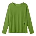 thumbnail image 5 of TAGOLD Womens Blouses & Shirts Solid Color Crew Neck Split Long Sleeve Loose Casual Sunscreen Top, 5 of 5
