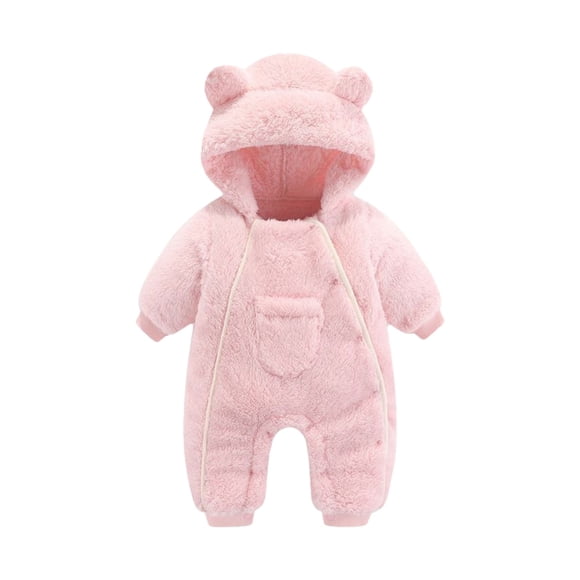 XYIJANI Clearance Baby Boy Sleepers Newborn Baby Bear Onesie Outfit Suit Girls Boys Fleece Jumpsuit Romper Hooded Coat Winter Clothes Outwear Snowsuit Baby Onesies (Red,66)