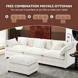 BedLuxury 111.5'' Modular Sectional Sofa with Movable Ottoman, L Shaped Cloud Couch for Living Room, 3-Seat, Beige - Walmart.com
