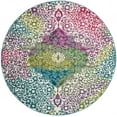 thumbnail image 2 of SAFAVIEH Watercolor Edna Abstract Colorful Area Rug, Ivory/Fuchsia, 5'3" x 5'3" Round, 2 of 7