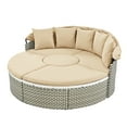thumbnail image 7 of Luxury Patio With Coffee Pillows And Adjustable Table, Daybed Outdoor Sectional Two-tone Weave Seating, Retractable Canopy, 7 of 7