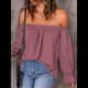 thumbnail image 5 of Blusa Informal Holgada de con Hombros Descubiertos y Volantes de Larga para Mujer. Color de la Raíz de M, 5 of 8