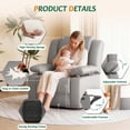 thumbnail image 5 of LAZZO Recliner Chair with Adjustable Armrest and Headrest, Upholstered Swivel Rocking Chair for Nursery & Living Room, Gray, 5 of 10