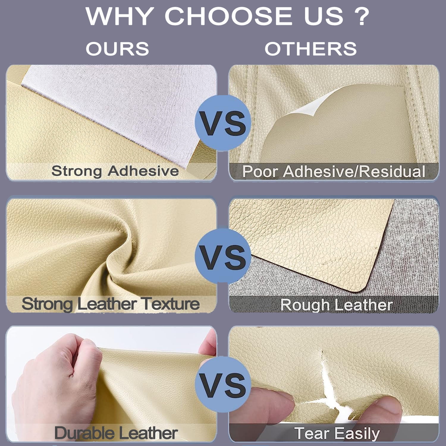 Self Adhesive Leather Repair Patch,16.5X60inch Large Patches for Furniture, Vinyl and Leather Repair Kit for Couches, Car Seat, Boat Seat, Sofa, Chair, Cabinets - Beige