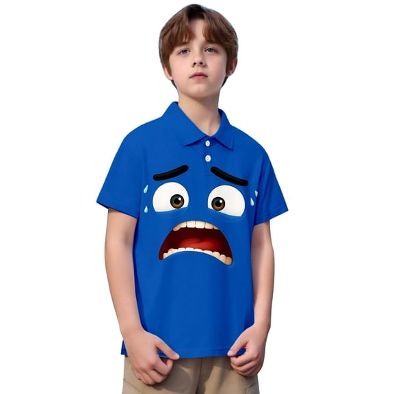 WOYY Boys Girls Short Sleeve Polo Shirt Summer Casual Graphic Print T-Shirt, Sizes 3-14