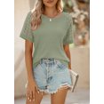 thumbnail image 4 of Eytino Womens Workout Tops Waffle Knit T Shirts Casual Crew Neck Hollow Out Tee Shirts Raglan Short Sleeve Summer Basic Tees S-2XL Green, 4 of 7