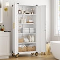 thumbnail image 7 of Metal Garage Storage Cabinet with Wheels, Tall Locking Cabinet with Doors and Shelves, Tool Storage Cabinets for Garage, Home Office (White, 71" H), 7 of 7