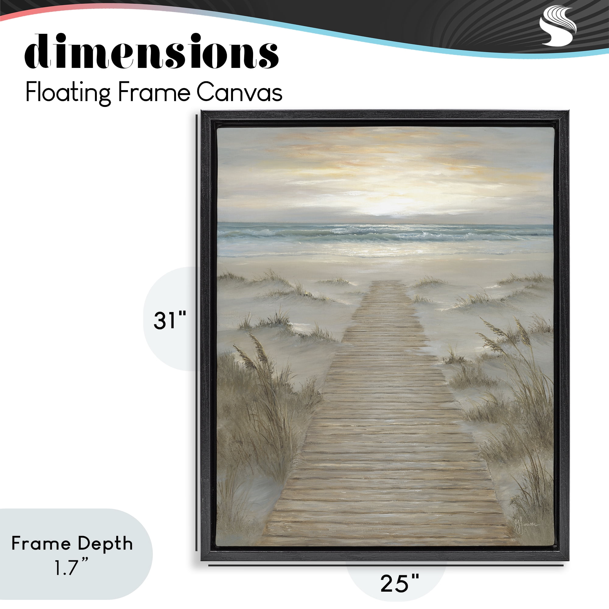 Stupell Industries The Path Towards Sunrise Black Framed Floater Canvas Wall Art, design by Georgia Janisse