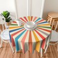 thumbnail image 5 of Colorful Boho Farmhouse Tablecloth Round 60 In Cream Vintage Sun Rainbow Stripes Rustic Bohemian Washable Wrinkle Stain-Resistant Table Cloth Polyester Table Cover for Kitchen Dinning Parties Holiday, 5 of 6