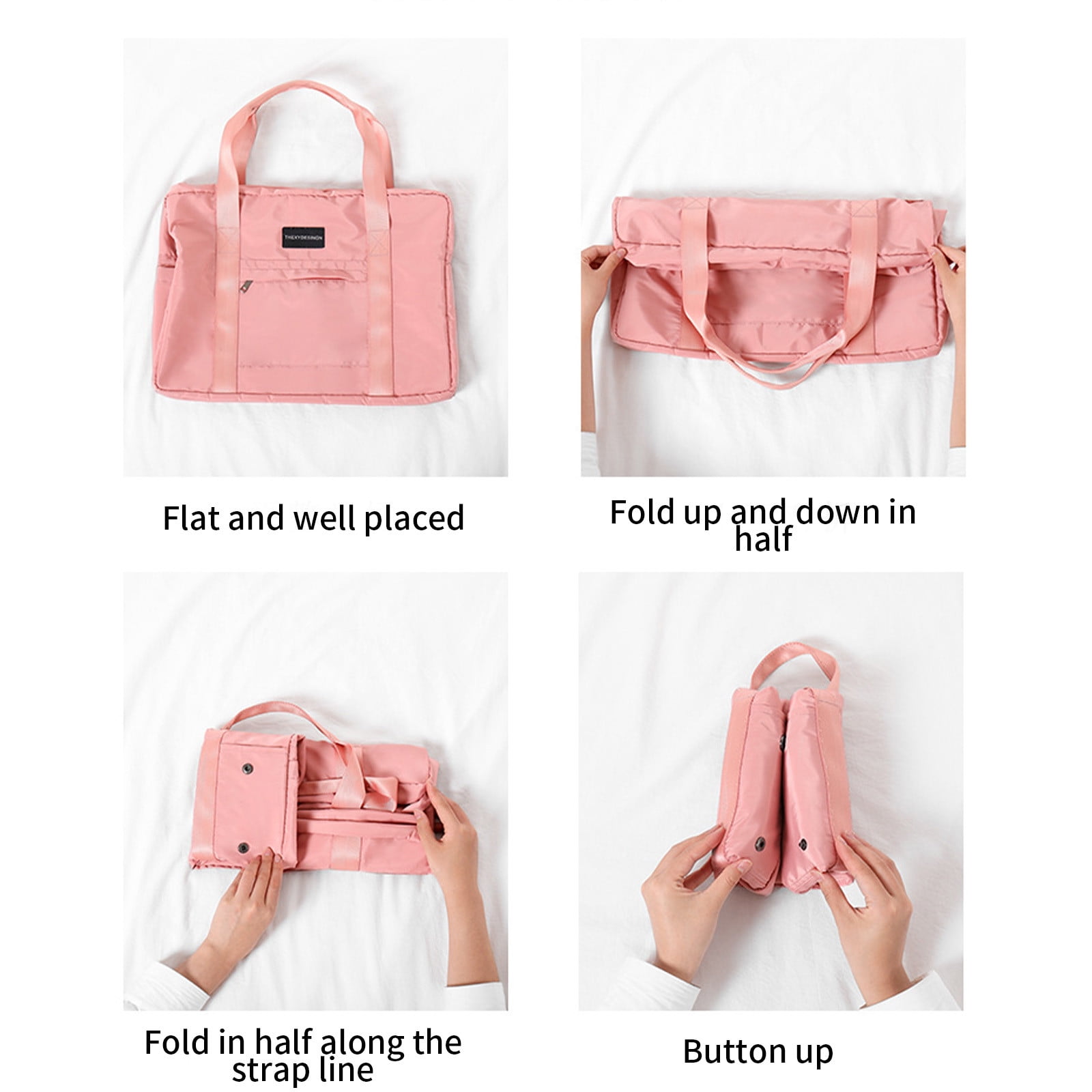 LACKUST Large Travel Tote, Expandable Gym Tote, Carry On Overnight, Trolley Sleeve, Wet Pocket, Travel Duffel Bags,Pink