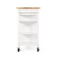 thumbnail image 4 of Benjara Alex Rolling Kitchen Island Bar Cart with Shelves, Brown Wood, White, 4 of 5