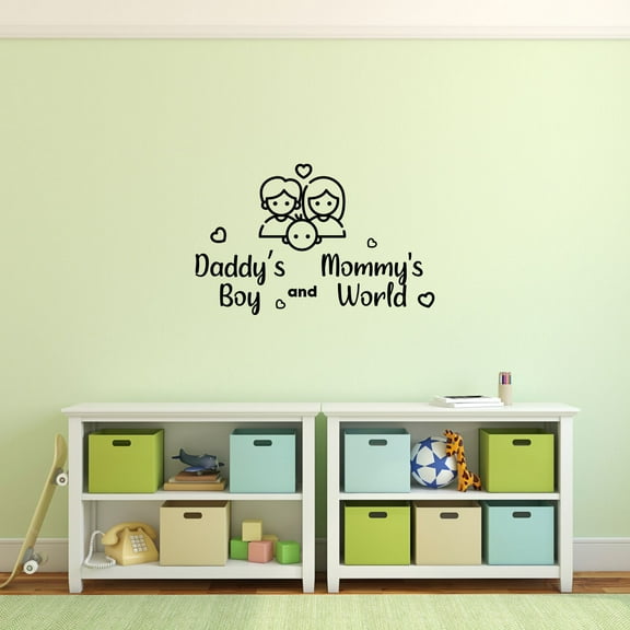 Daddy's Boy Family Hearts Newborn Baby Babies Quote Wall Sticker Art Decals for Girls Boys Room Bedroom Nursery Kindergarten House Fun Home Decor Stickers Wall Art Vinyl Decoration Size (15x30 inch)