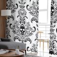 thumbnail image 4 of Sheer Curtains 84 inches Long, Halloween Scary Skull Classic Damask Pattern White Light Filtering Sheer Window Curtains Rod Pocket Voile Drapes for Bedroom Living Room, 52"W x 84"L 2 Panels, 4 of 7