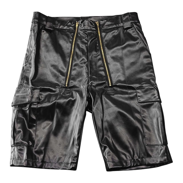Pantalones cortos retro de cuero PU para hombre: material de alta calidad, diseño moderno, perfectos para fiestas/playas, fáciles de combinar con camisetas, tallas S-XXXXXL