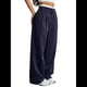 thumbnail image 3 of Pantalones Anchos y Holgados para Mujer, Estilo Palazzo Harén, Informales, A Rayas, con Cintura Elástica y Bolsillos Azul XXL, 3 of 7