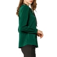 thumbnail image 5 of MODA NOVA Junior's Solid Color Tie Neck Button Down Long Sleeves Shirt Green XL, 5 of 6