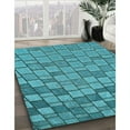 thumbnail image 3 of Ahgly Company Machine Washable Indoor Round Transitional Dark Cyan Green Area Rugs, 6' Round, 3 of 7
