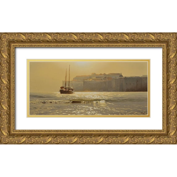 Adamov, Alexey 14x9 Gold Ornate Wood Framed with Double Matting Museum Art Print Titled - By Walls from Old City
