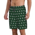 thumbnail image 2 of Rocae Green Buffalo Plaid Merry Christmas for Men's Beach Shorts Casual Elastic Waist Drawstring Summer Beach Shorts,S-3XL-Small, 2 of 6