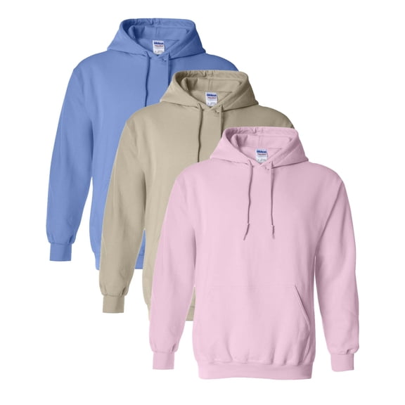 Gildan - Heavy Blend Hooded Sweatshirt, High-Visibility Pouch pocket Long Sleeve, Soft Fleece Hoodie, Mix Color, Size: L, Pack-3
