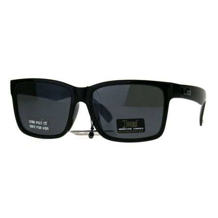 Kids Locs Camouflage Print Arm Rectangular Horn Rim Hard Sunglasses Solid Black