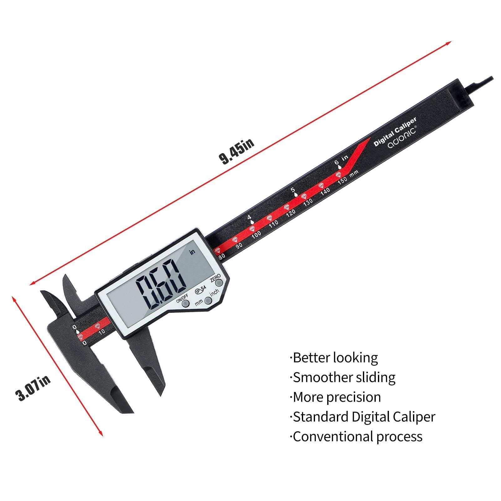 Digital Caliper, 0-6" Calipers Measuring Tool - Electronic Micrometer Caliper with Large LCD Screen, Auto-Off Feature, Inch and Millimeter Conversion