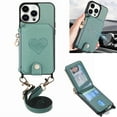 thumbnail image 1 of Crossbody Wallet Case for iPhone 12 Pro Max with Card Holder, Zipper Card Slot Shockproof Purse Cover with Removable Lanyard 6.7 Inch,Green, 1 of 8