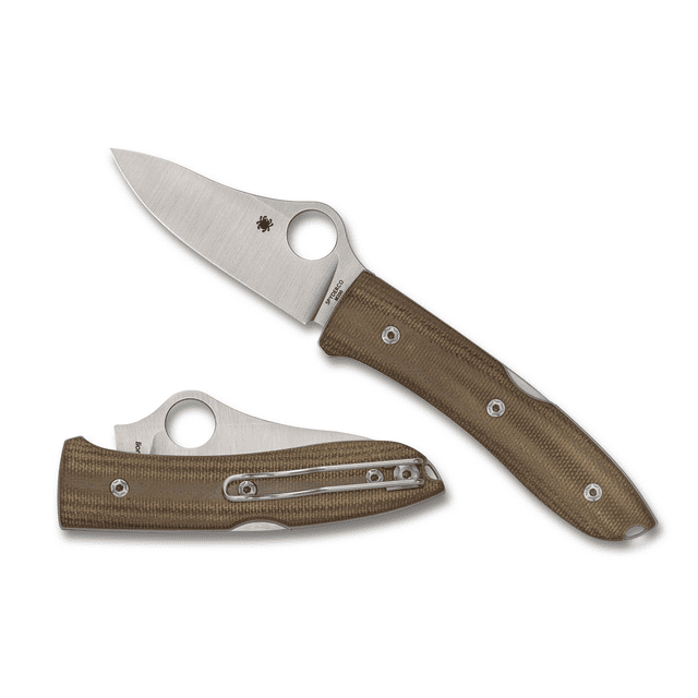 Spyderco Knives SpyOpera Lockback Brown Canvas Micarta M390 Stainless C255CMP Cuchillo Spyderco Knives SpyOpera Lockback