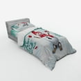 thumbnail image 2 of Ambesonne Christmas Bedding Set 3 Pcs, Skiing Snowman Trees, Twin XL, Teal Red White, 2 of 2