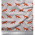 thumbnail image 1 of Soimoi Gray Cotton Jersey Fabric Fox Animal Print Fabric by the Yard 58 Inch Wide, 1 of 3