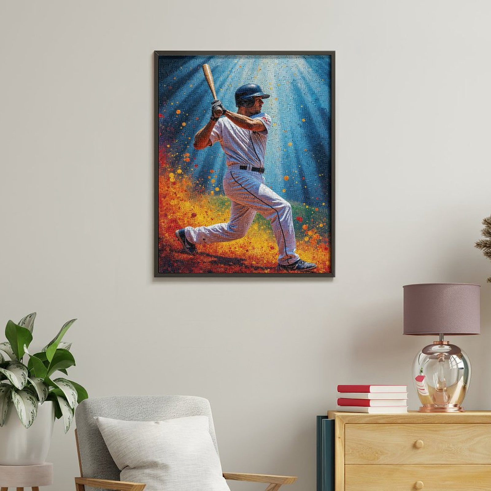 Paint by Numbers Kit for Adults, Baseball Player Splendid Action Scene Paint by Numbers, Easy Paint by Numbers Kit for Adults Beginner, DIY Adult Paint by Number Kits on Canvas, Home Decor
