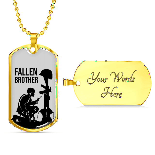 Dernier Frère Soldat Chien Tag Collier en Acier Inoxydable Ou en or 18 Carats 24" Chaîne