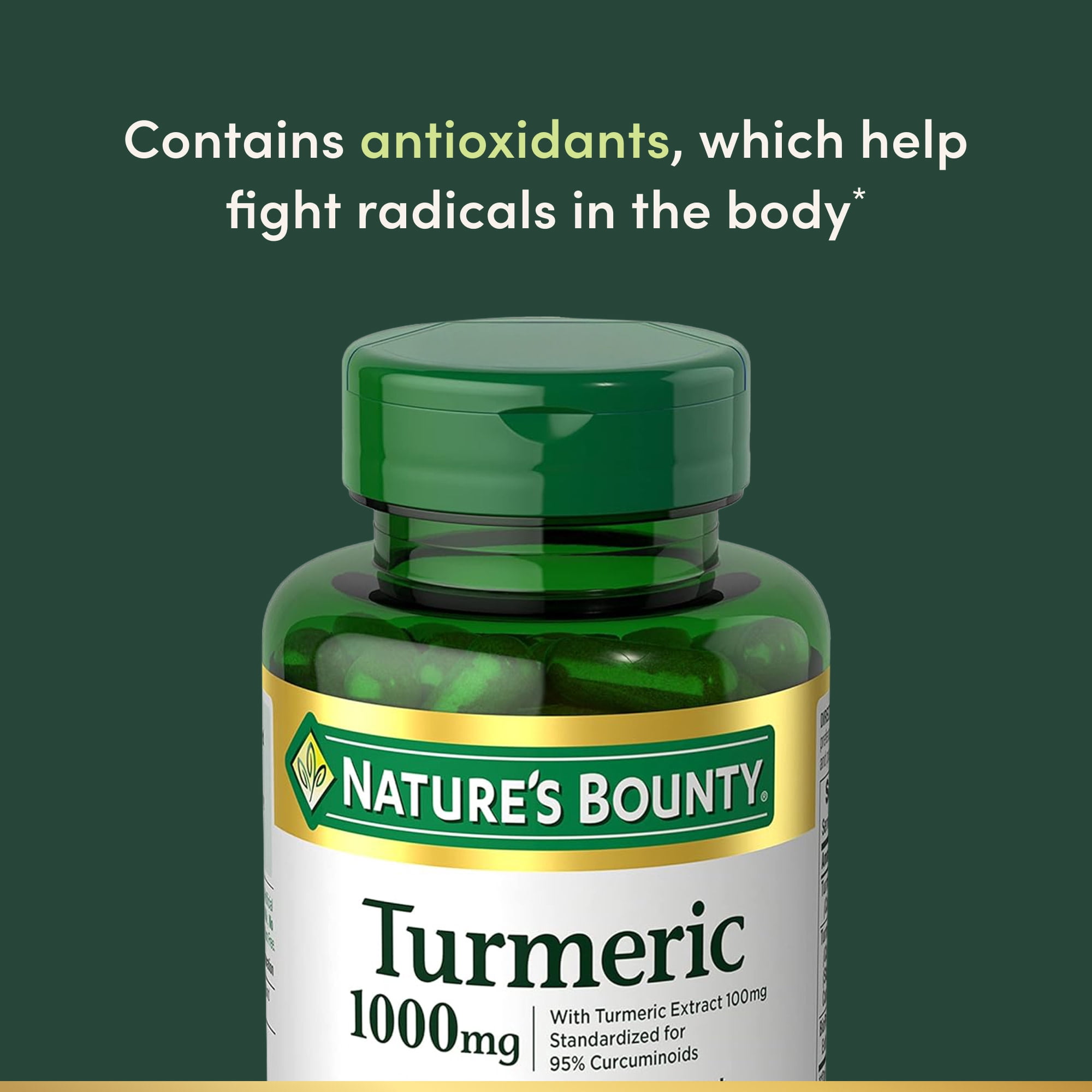 (3 pack) Nature's Bounty Turmeric Curcumin 1000mg Capsules with Black Pepper Extract, Joint Health Antioxidant Support, 60 Count