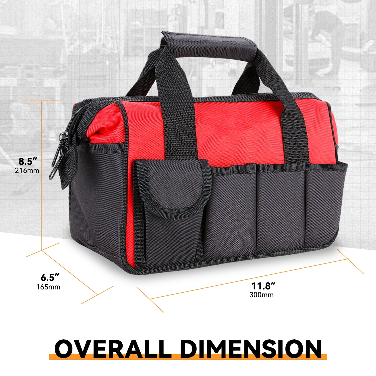 19-Piece Tool Set - Portable Household Hand Tool Kit with Wide Mouth Canvas Storage Bag for DIY Home Repairing, Gift for Women Girls Ladies, Red