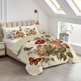 thumbnail image 3 of Flymme Bedspreads for Queen Size Bed ,3-Piece Floral Full/Queen Quilt Set with 2 Pillow Shams ,Reversible Microfiber Bedding Sets for All Seasons, 3 of 7