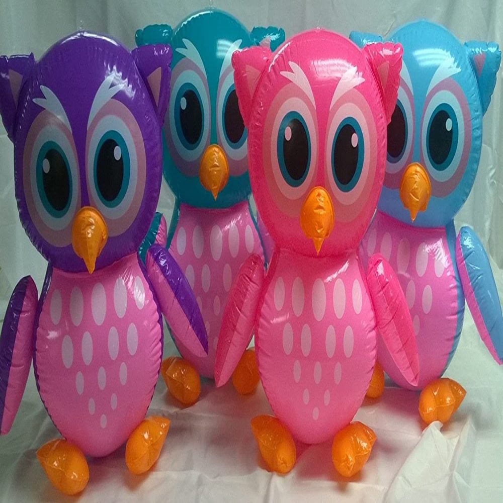 Set of 4 24" Colorful Owls Inflatable Inflate Blow Up Toy Party Decoration 