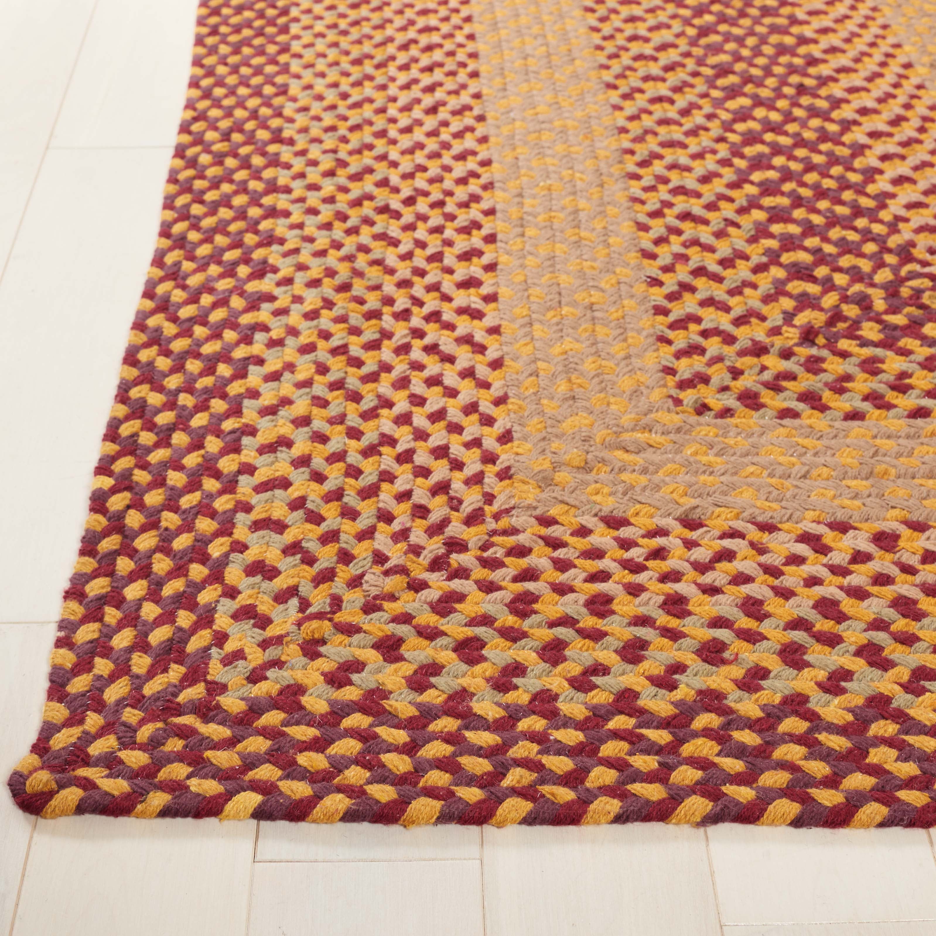 SAFAVIEH Braided Claes Bordered Reversible Area Rug, Yellow/Red, 6' x 6' Square