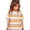 X194 Orange, variant on Confree Kids Girls Tshirt Striped Print Short Sleeved Crew Neck Tee Shirts Summer Beach Soft Comfortable For Girls Tees Size 1-2 Years Black