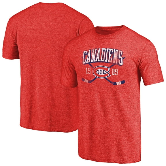 Men's Red Montreal Canadiens Vintage Collection Line Shift Tri-Blend T-Shirt
