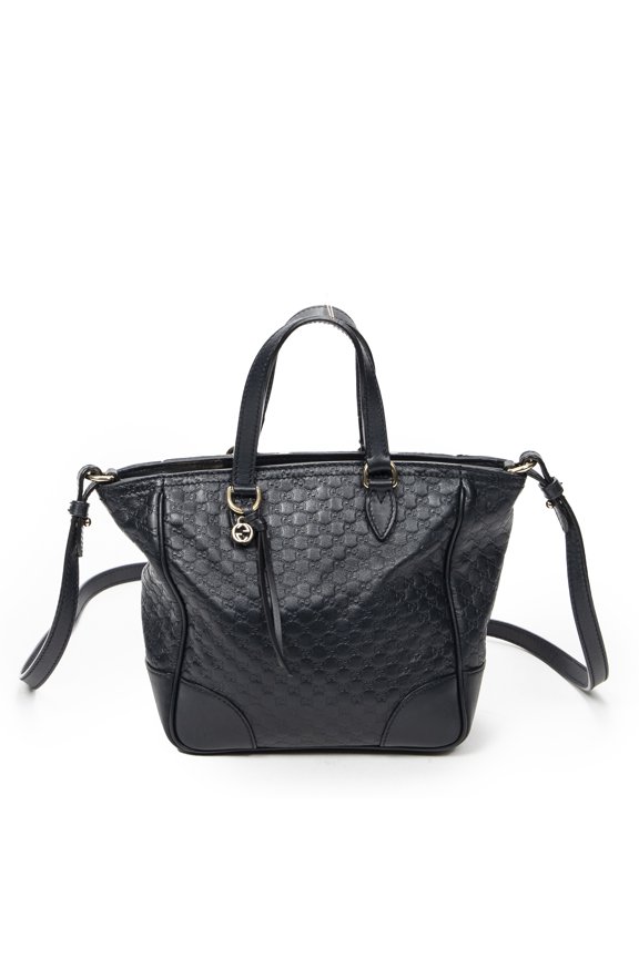 Pre-Owned Gucci Navy Small Bree Tote Shoulder Bag Microguccissima Leather