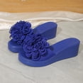 thumbnail image 6 of Blue Sandals For Womens Casual Wedge Heel Slide On With Floral Detail Peep Toe Thick Sole For Summer Indoor And Outdoor Wear Size 36, 6 of 9