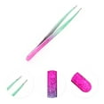 thumbnail image 3 of Unique Bargains 1 Pc Ice Flower Pointed Edge Eyebrow Tweezer for Bathroom Travel Hotel Pink Stainless Steel, 3 of 4