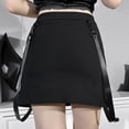 thumbnail image 3 of FEOYA Black Gothic Skirts High Waist Punk Skirt A-line Women Mini Goth Skirt Skinny Split Steampunk Y2k Skirt Half Body Double Zip Dark Summer, 3 of 7