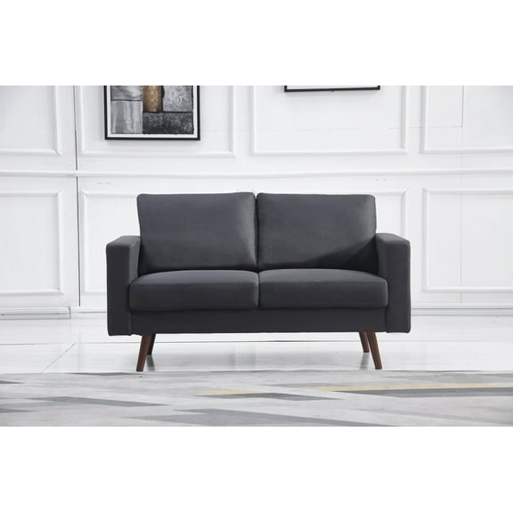 Dark Gray Stationary Fabric Basic Loveseat