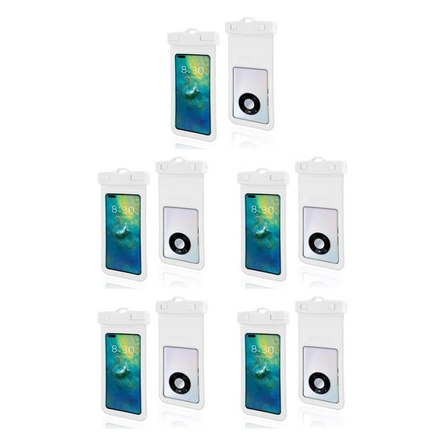 Transemion Sac Étanche Téléphone Sac Sec avec Lanière Universelle Étui de Protection Blanc 5Set
