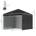 thumbnail image 3 of 10' x 10' Black Pop Up Canopy Tent with 3 Sidewalls, Leg Weight Bags & Carry Bag, Height Adjustable Instant Party Tent Event Shelter Gazebo for Garden & Patio, 3 of 8