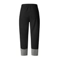 thumbnail image 7 of Iyufng Checkered Panels Pants for Women Elastic Waistband Wide Leg Pants Loose Casual Trousers with Pockets, 7 of 7